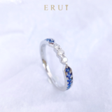 【ERUI】18K白金蓝宝石钻石戒指